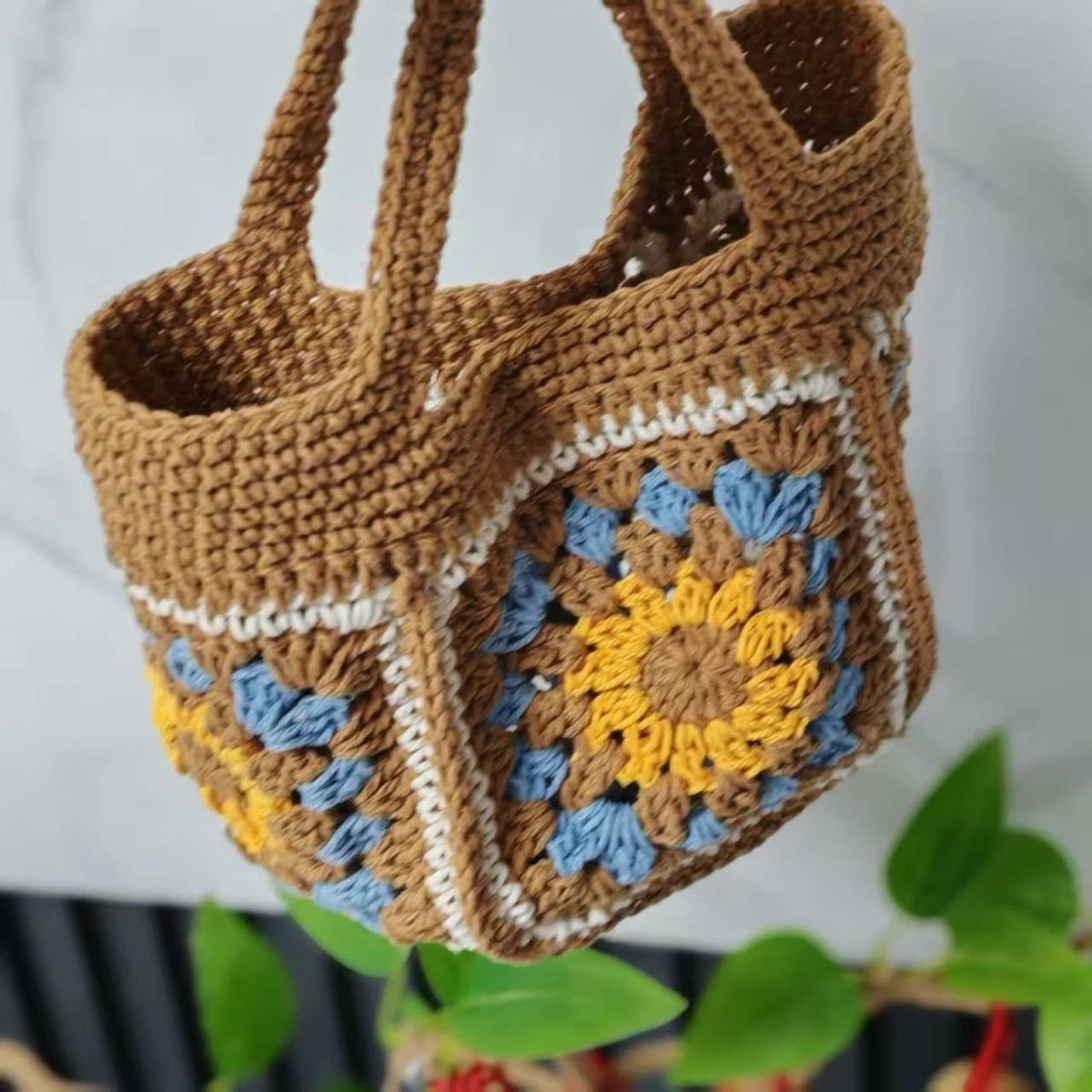Handmade Crochet Granny Square Tote Bag - photo 3