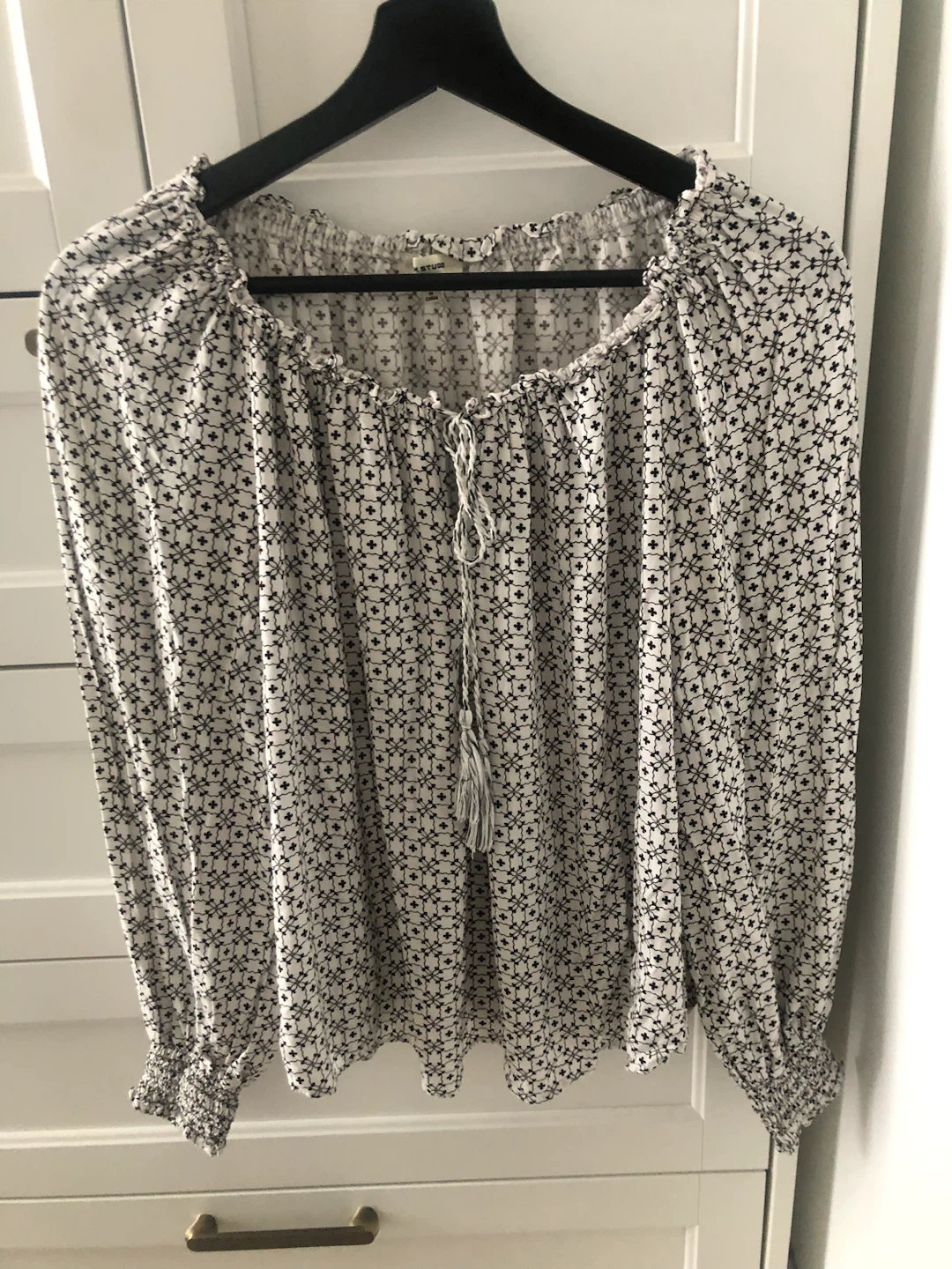 Black and White Boho Top