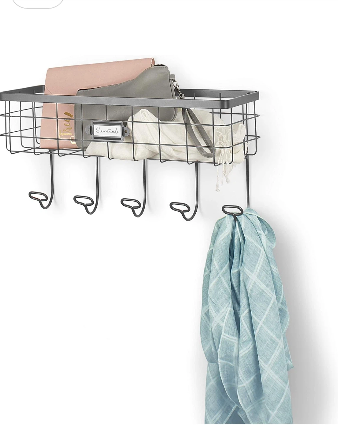 Wire Wall Basket with Hooks - photo 2