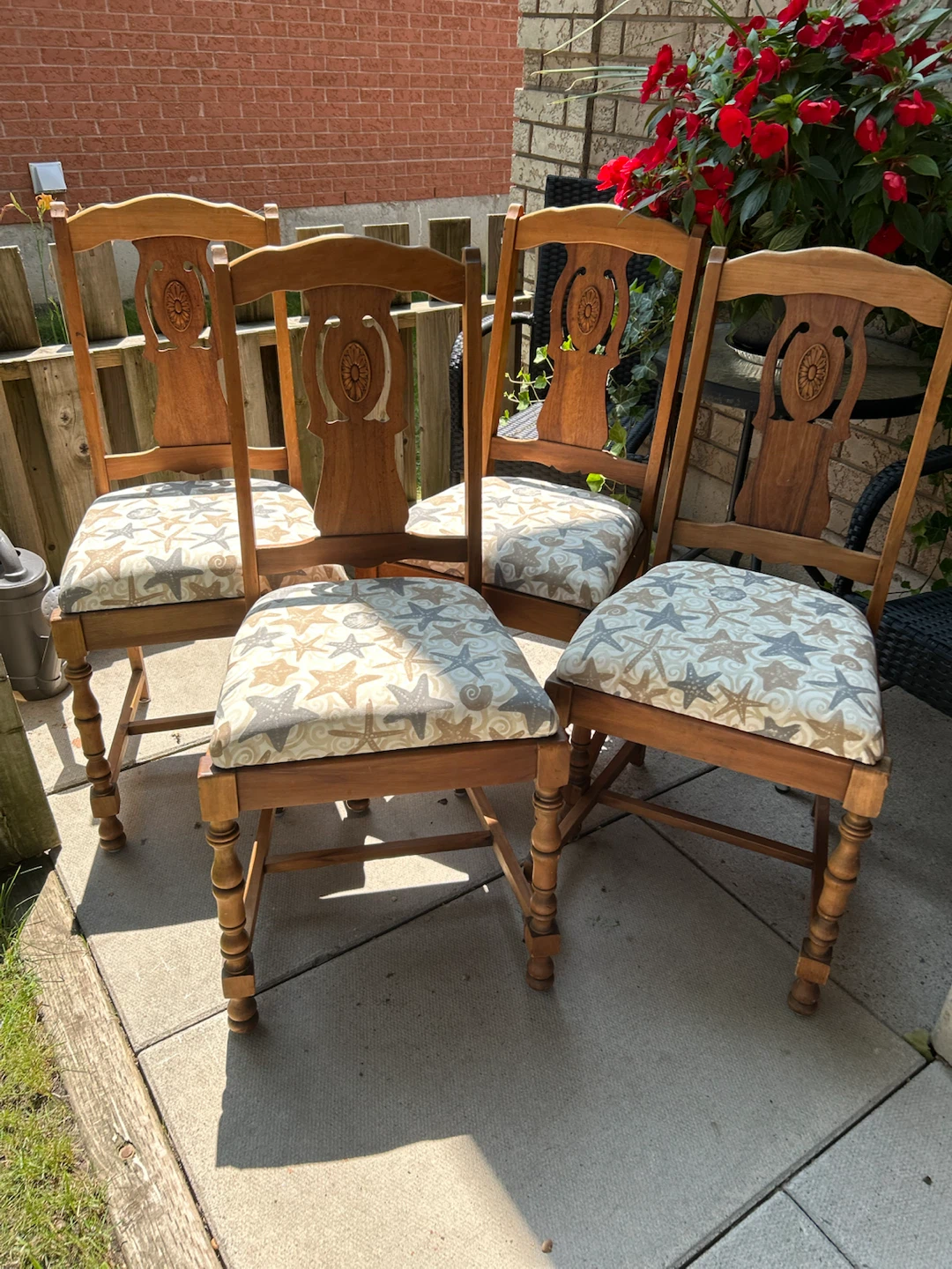 Set of 4 Antique Wood Dining Chairs