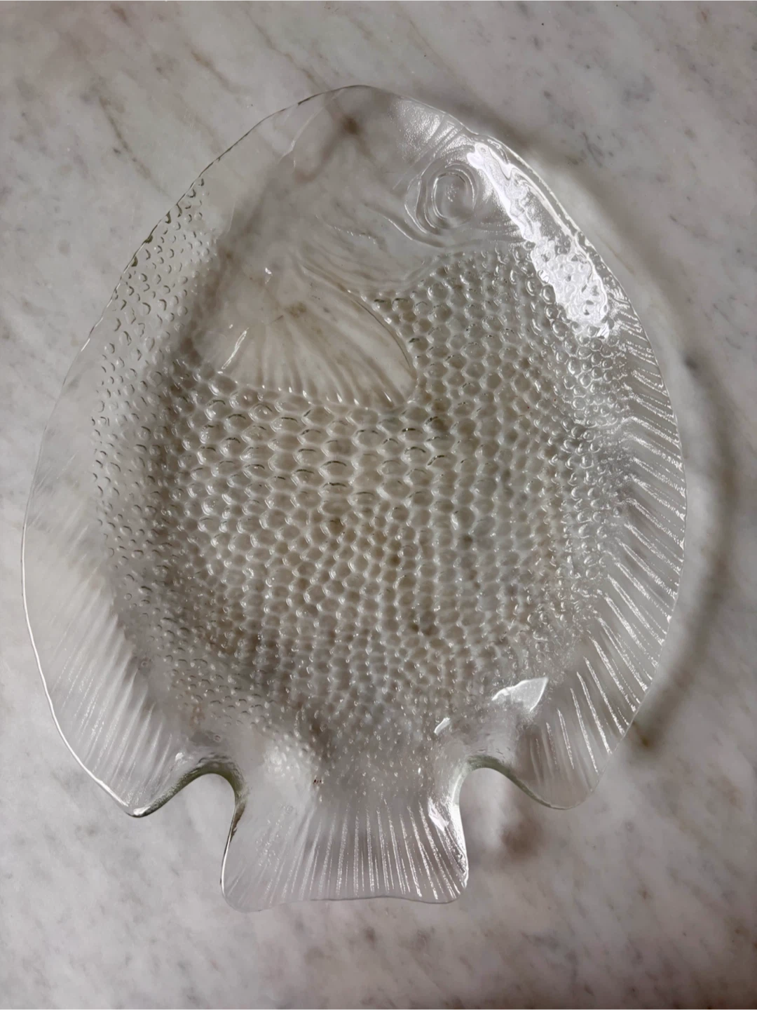 Clear Glass Fish-Shaped Serving Dish