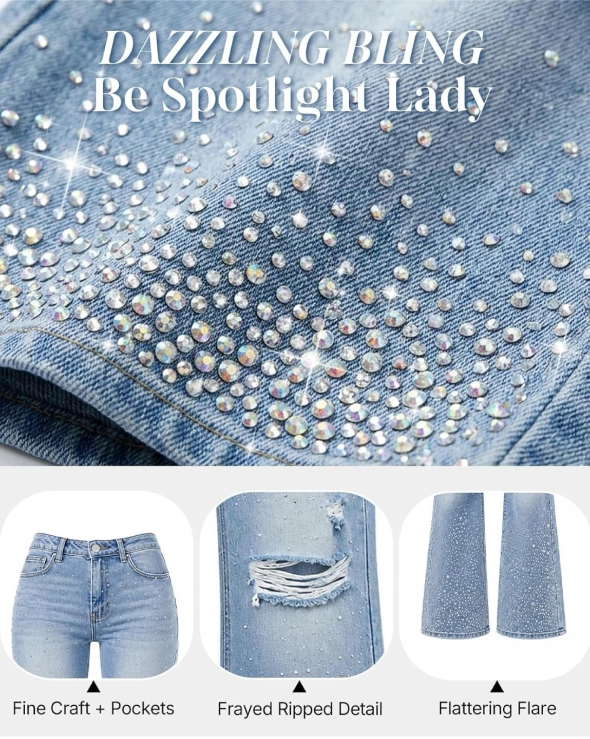 Women's Rhinestone Flare Jeans - SAME DAY AVAILABLE 🔥 - photo 3