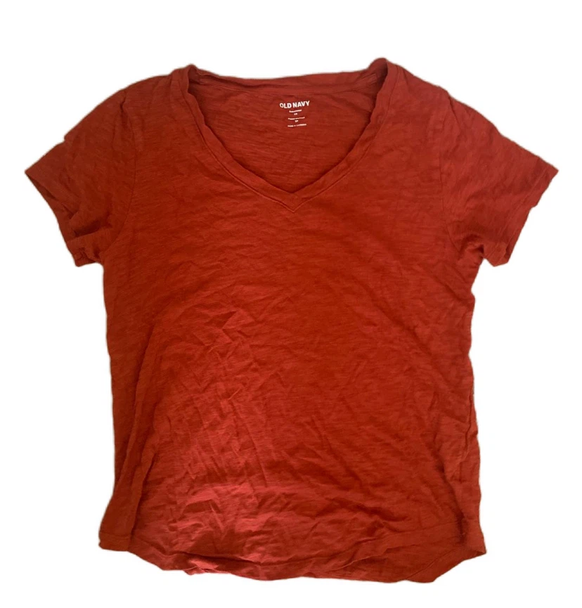 Old Navy V-Neck T-Shirt - Orange - XS
