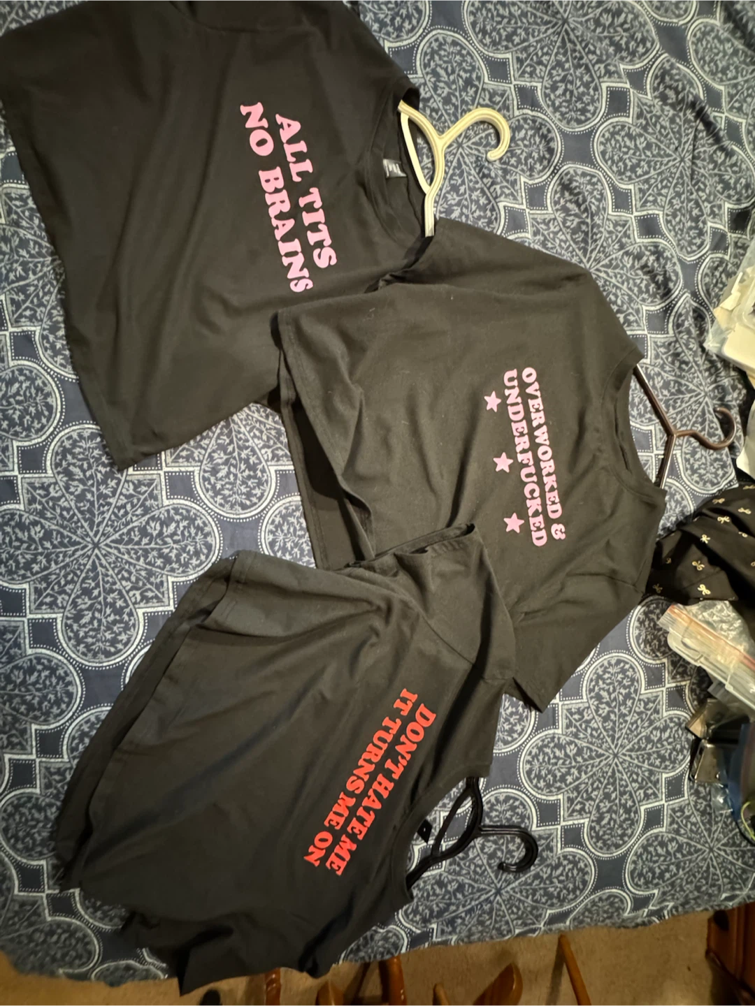 3 SHEIN Sarcastic Black Crop Tops/Tees with Slogans - 3XL