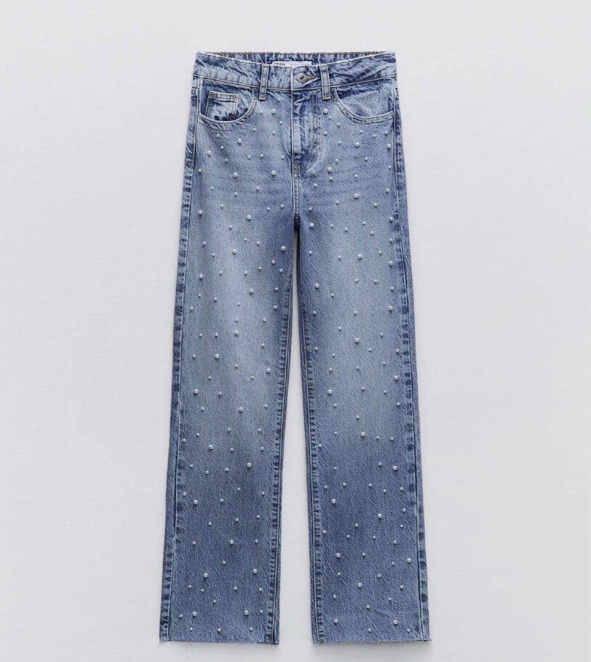 Zara Pearl Embellished Straight Leg Jeans - Size 4 - photo 2