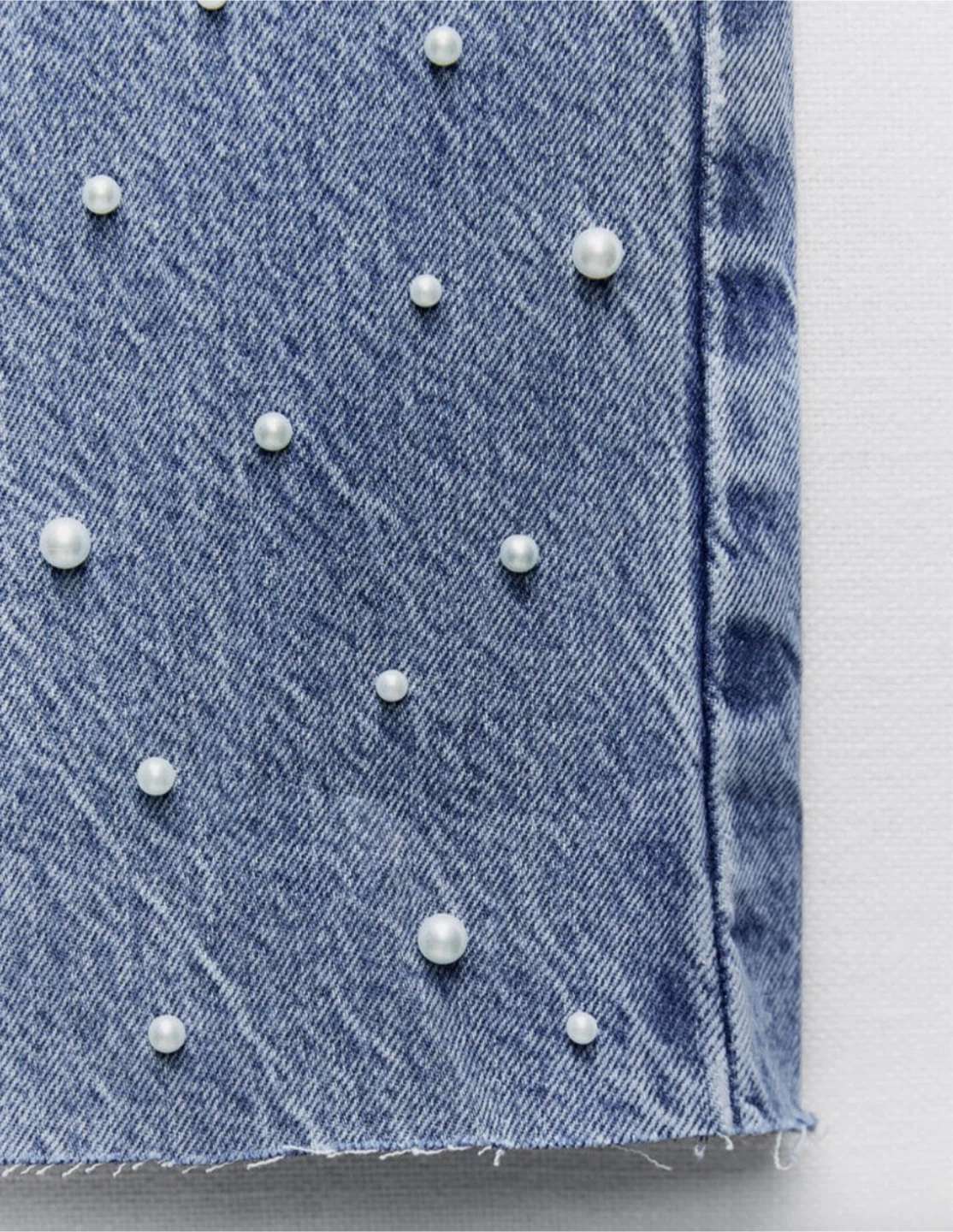 Zara Pearl Embellished Straight Leg Jeans - Size 4 - photo 4