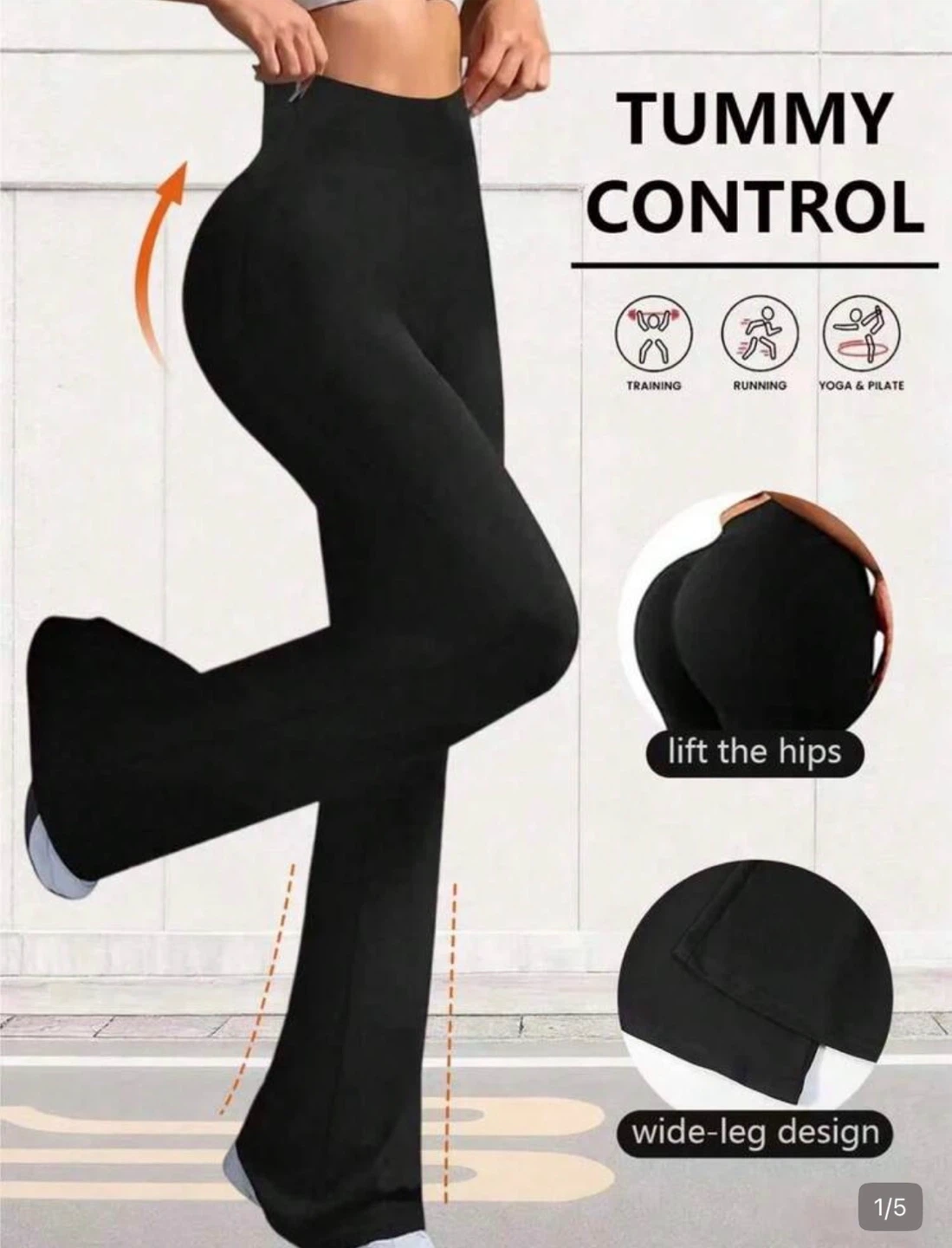 Black Tummy Control Wide-Leg Pants
