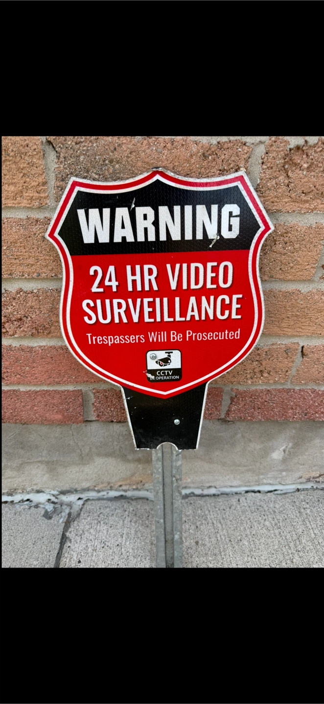 Security Warning Sign with Ground Stake
