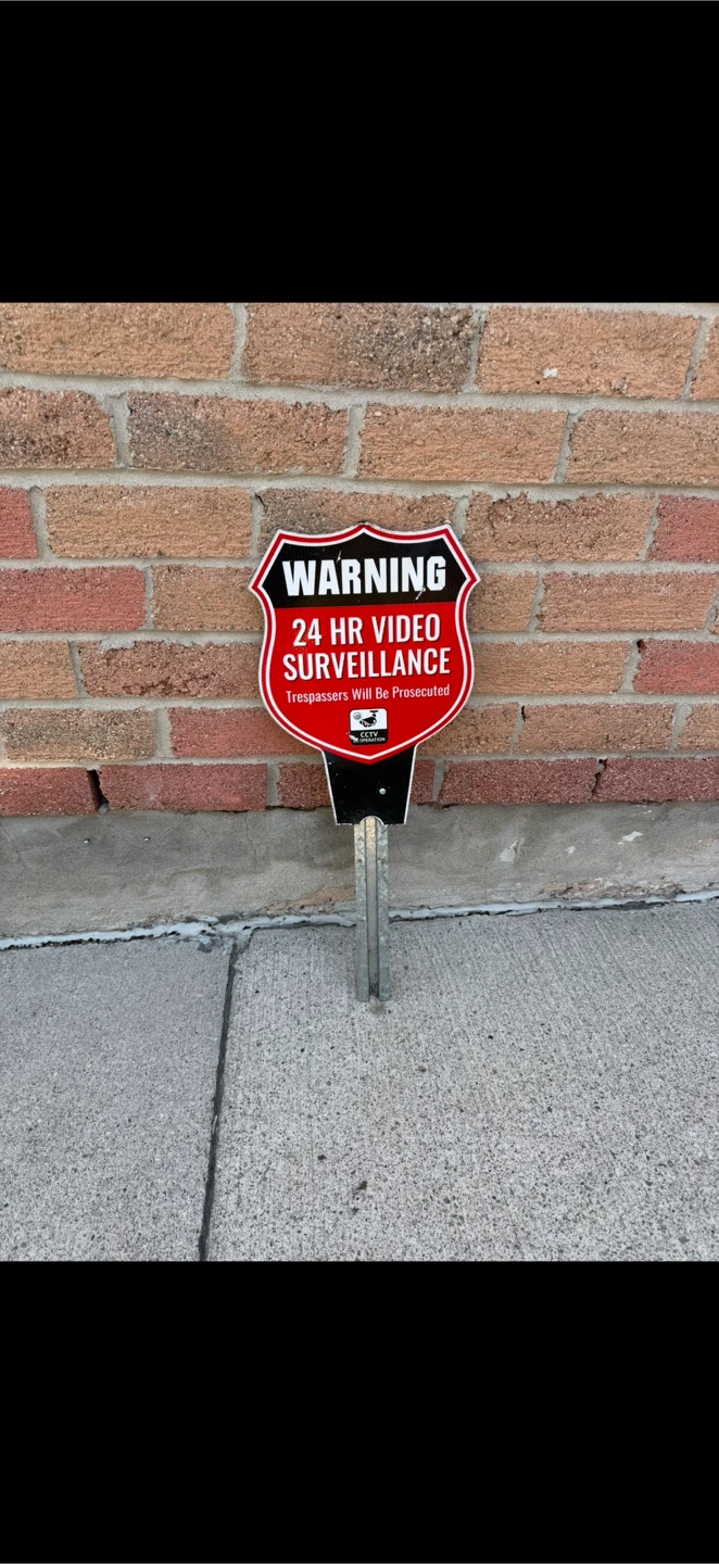 Security Warning Sign with Ground Stake - photo 2