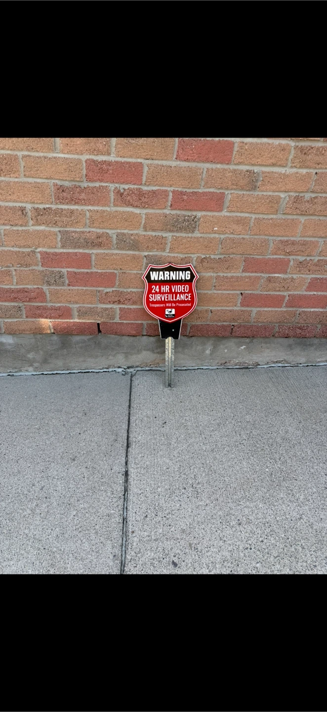 Security Warning Sign with Ground Stake - photo 3