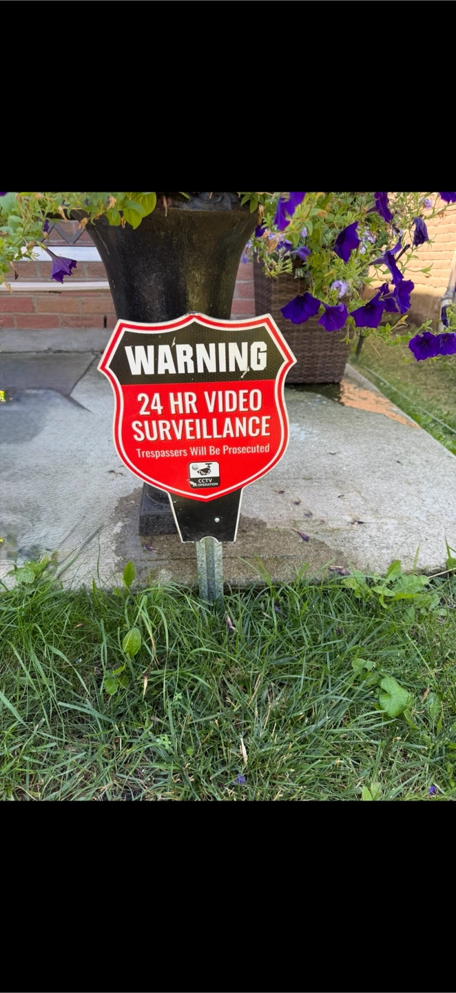 Security Warning Sign with Ground Stake - photo 4