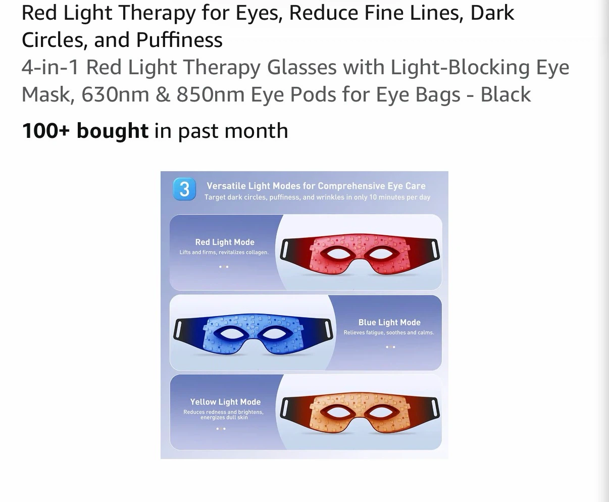 KZQYI Red Light Therapy Glasses for Eyes - Black - photo 2