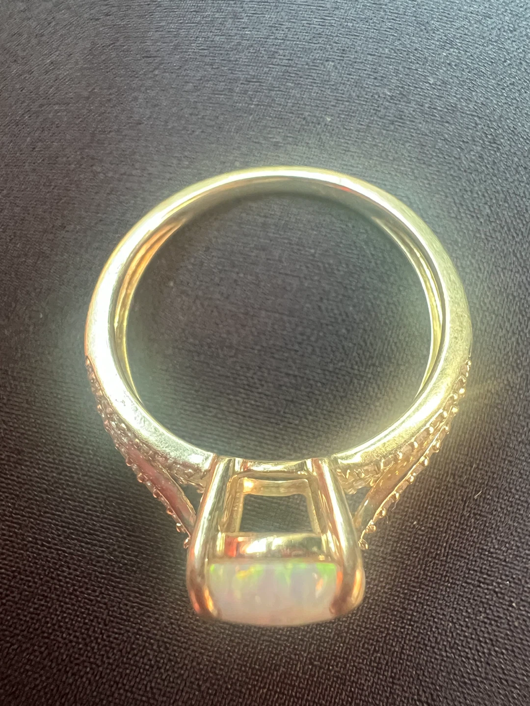 10K Gold Opal Ring with Diamond Accent Band - photo 5