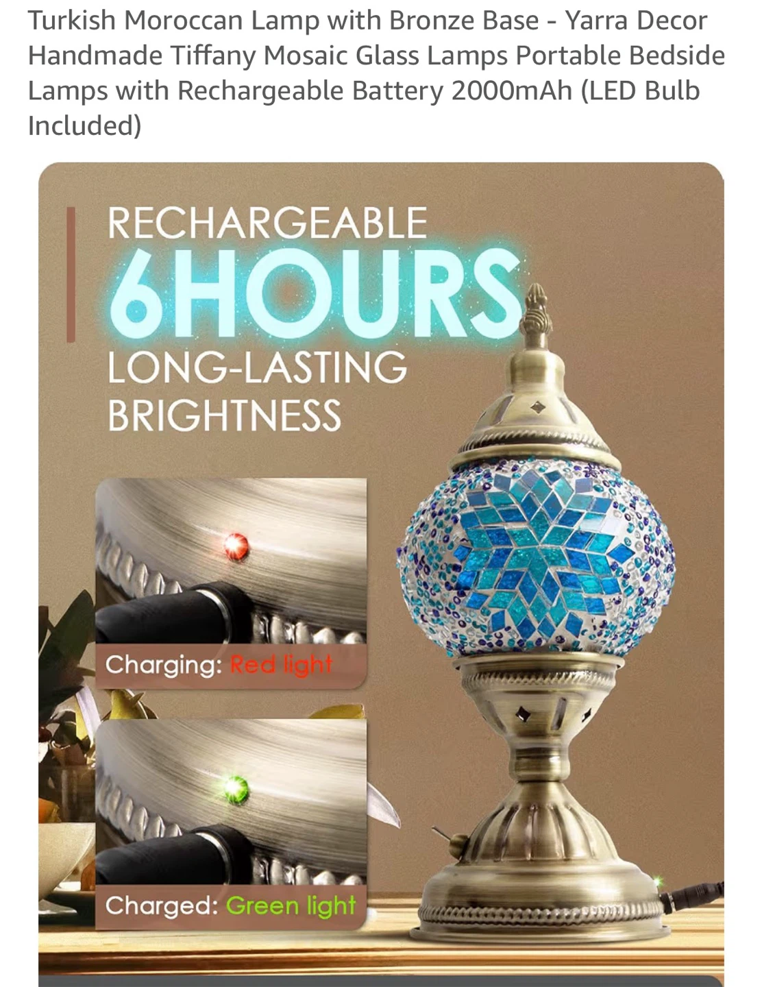 Turkish Moroccan Mosaic Table Lamp - photo 3