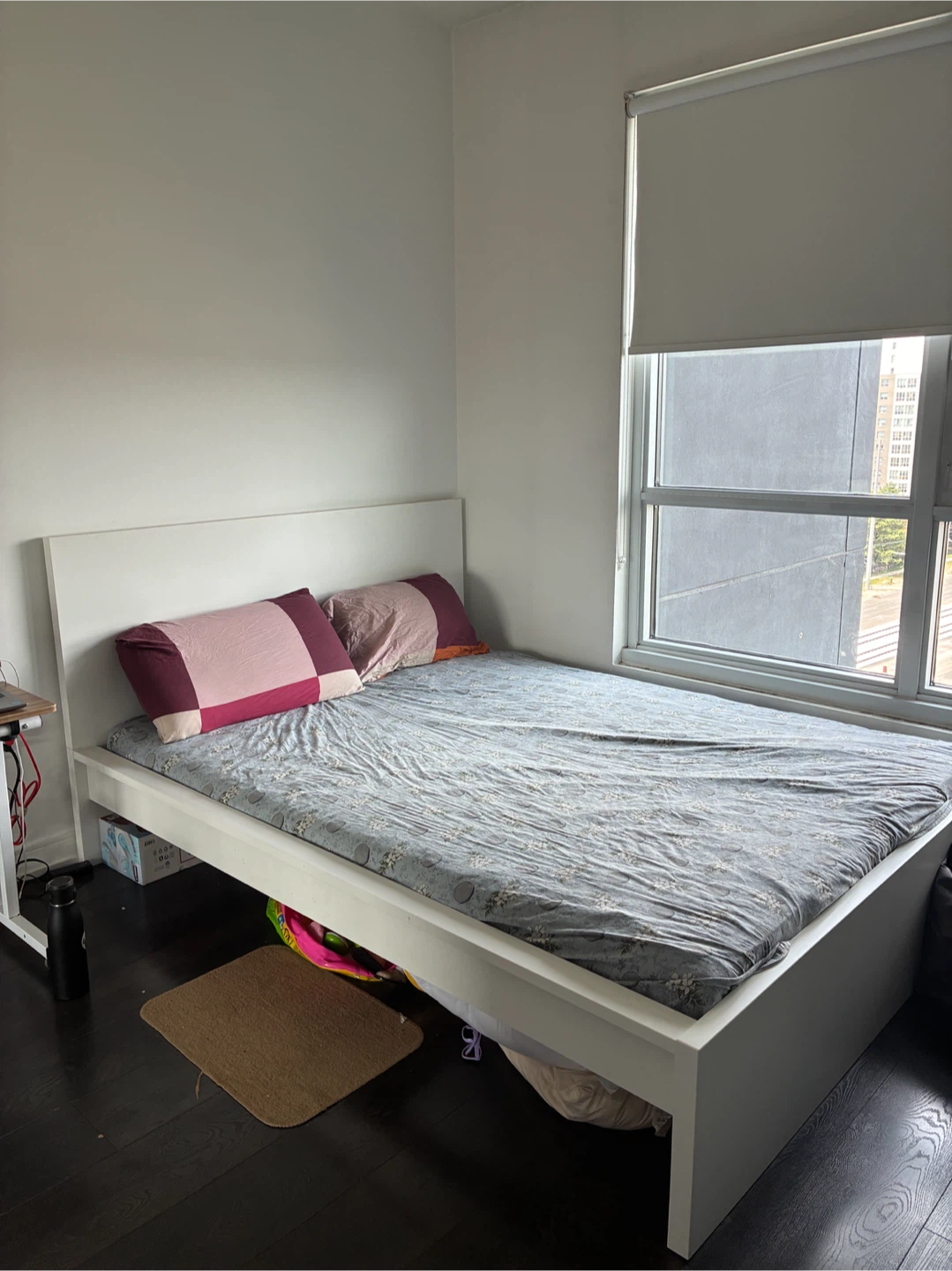 IKEA White Platform Bed Frame with Memory Foam Matress - photo 3