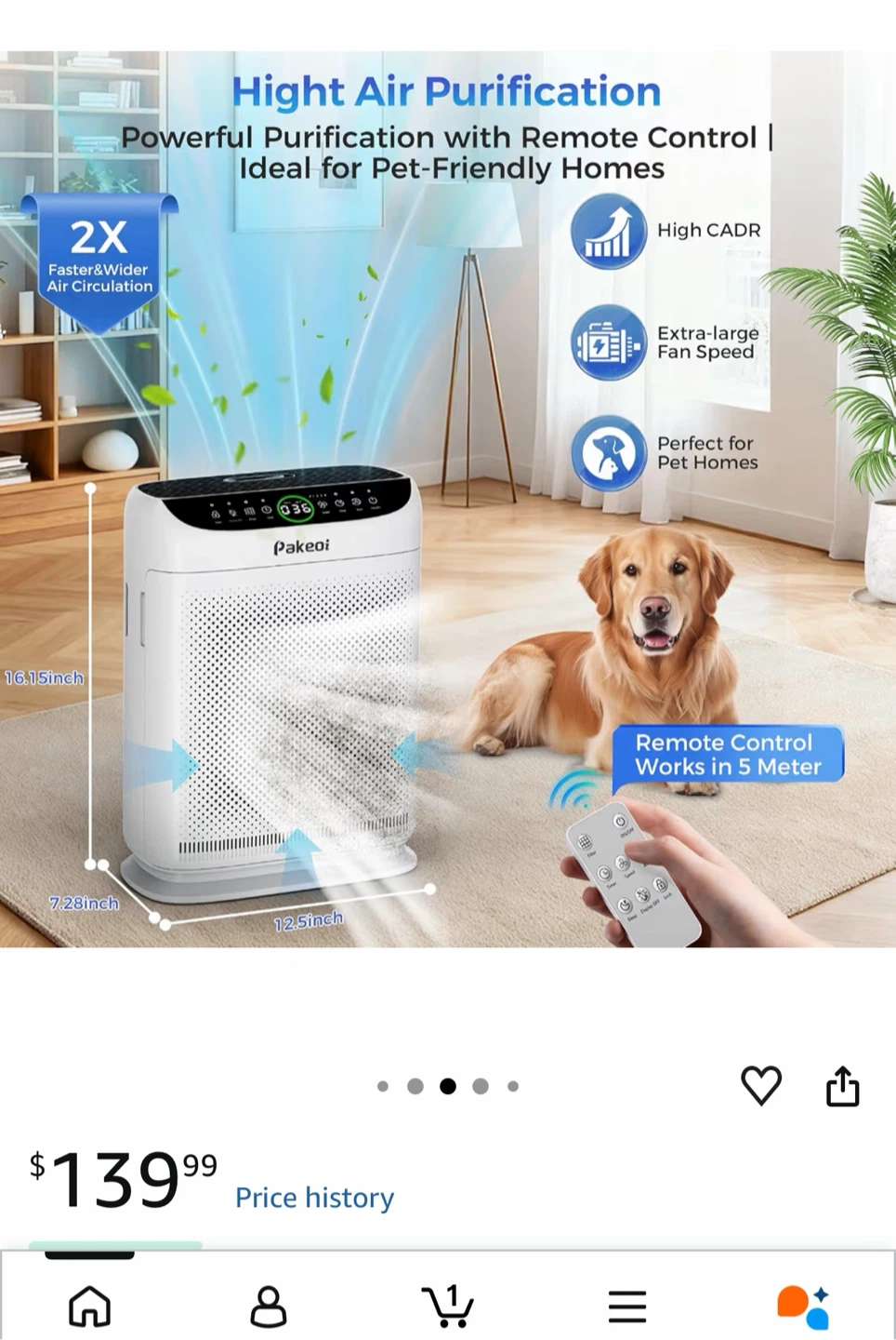 PAKOI HEPA Air Purifier with Remote