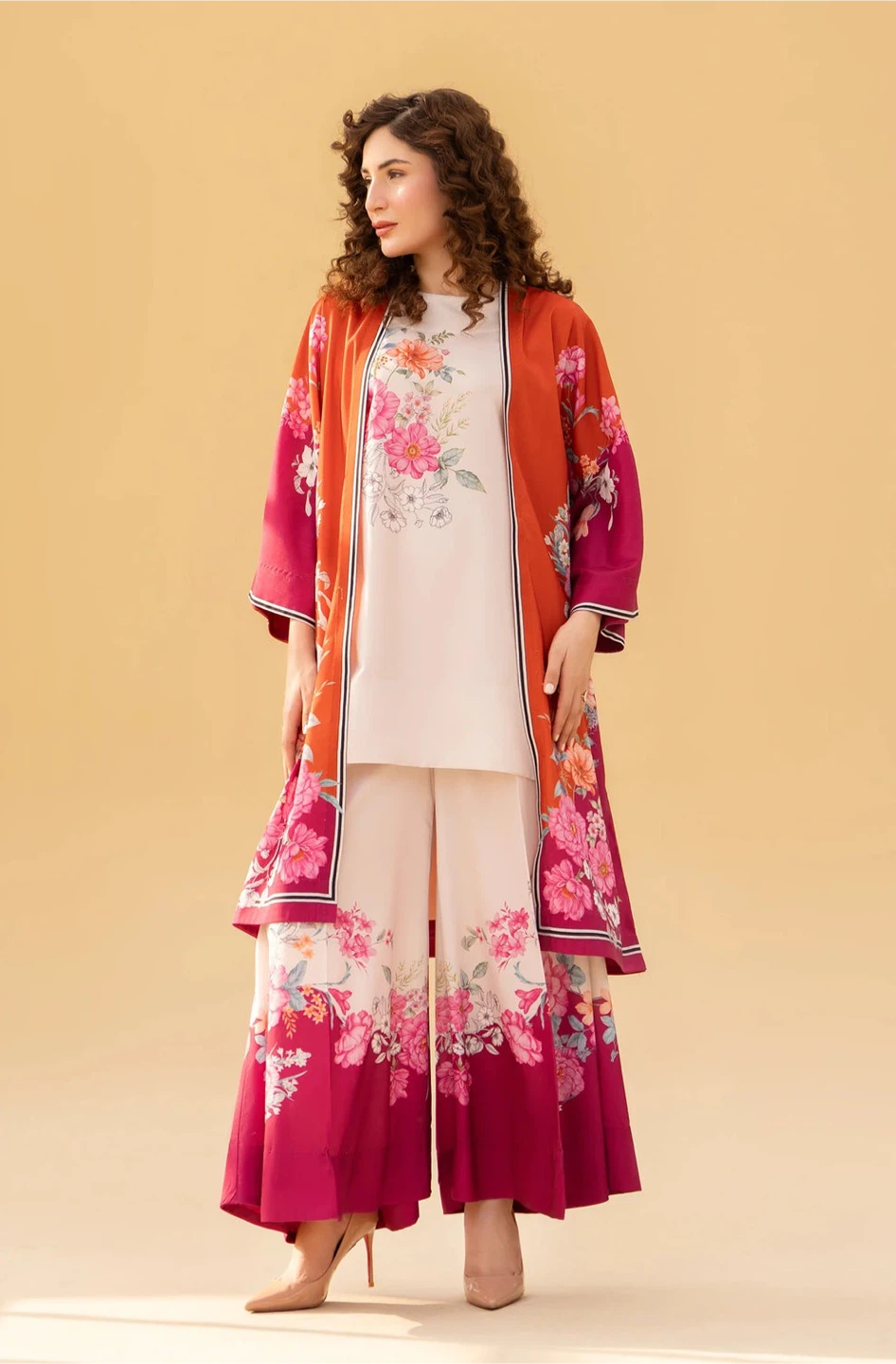 3-Piece Floral Suit with Kimono - photo 3