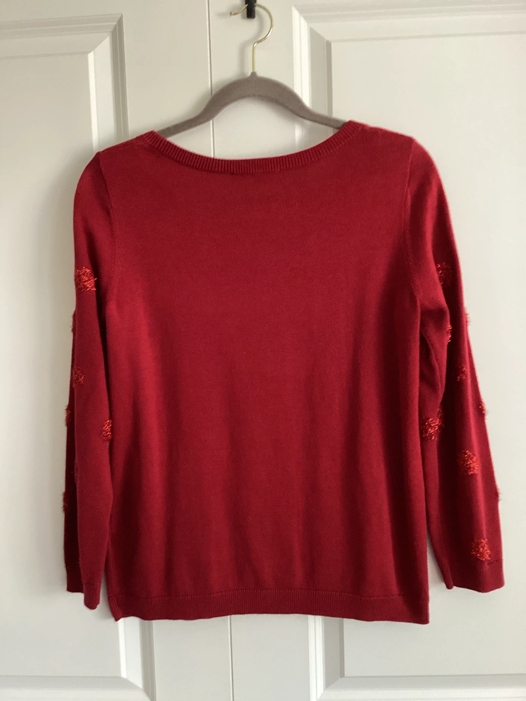 CLEO PETITES RED FUZZY BALL SWEATER - photo 2