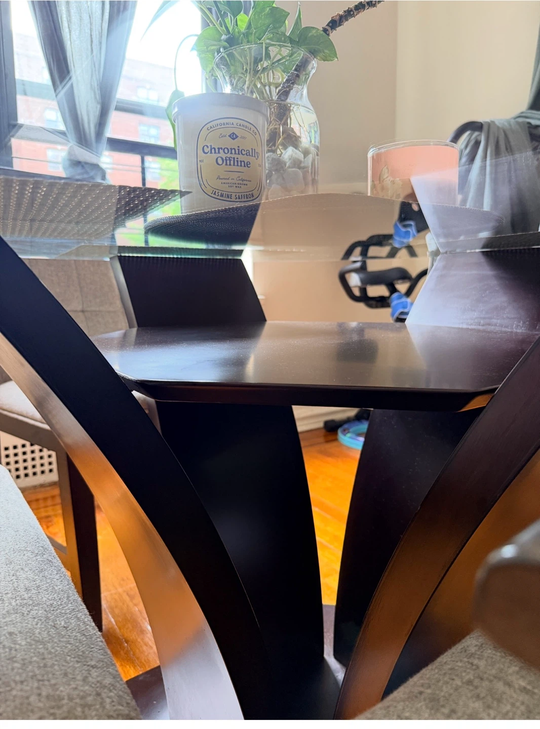 Round Glass Top Dining Table with 6 Chairs - photo 4