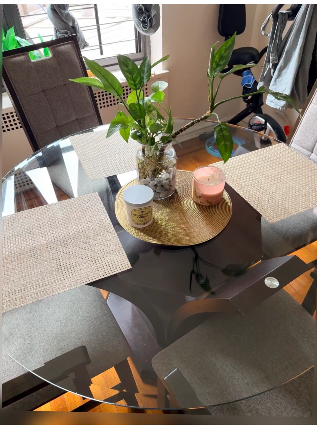 Round Glass Top Dining Table with 6 Chairs - photo 5