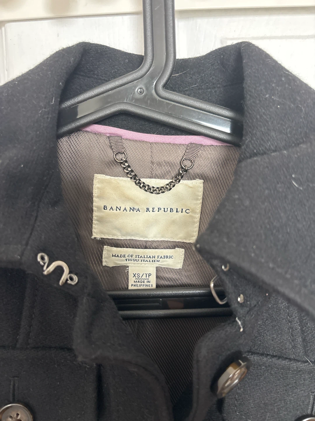 Banana Republic Black Wool Blend Military Style Coat - photo 2