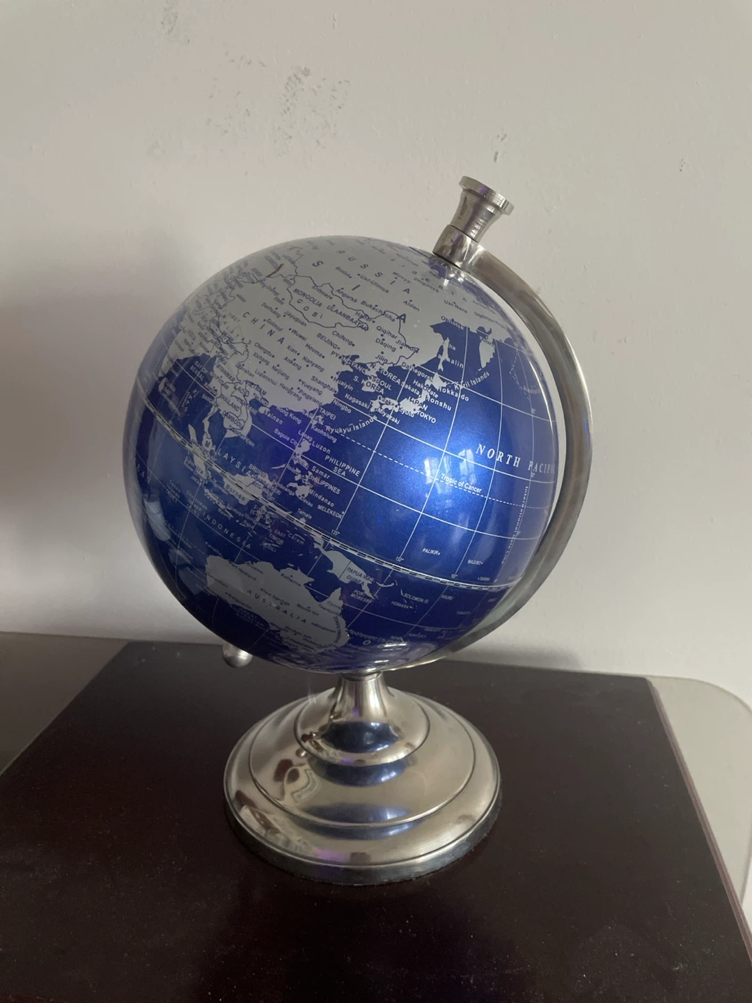 Blue World Globe with Silver Stand - photo 2
