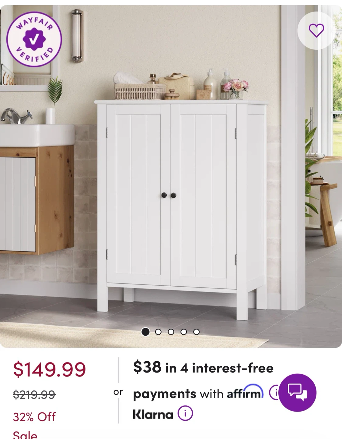 White Storage Cabinet with Doors