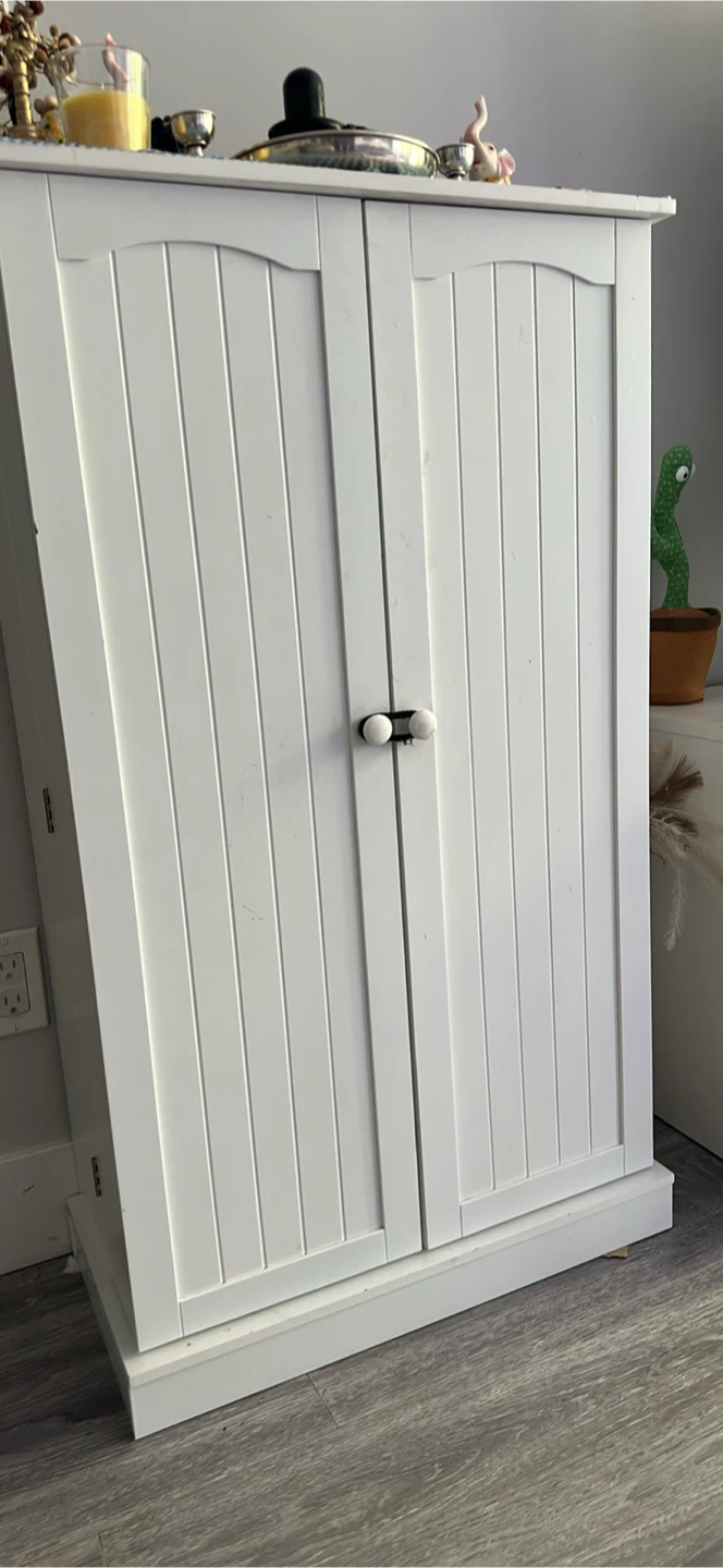 White Storage Cabinet with Doors - photo 2