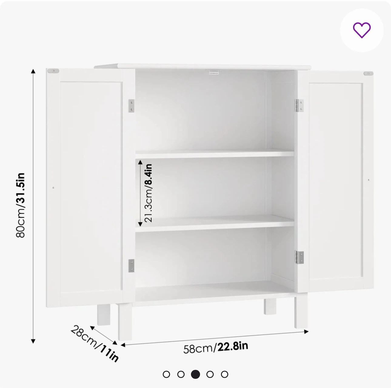 White Storage Cabinet with Doors - photo 3