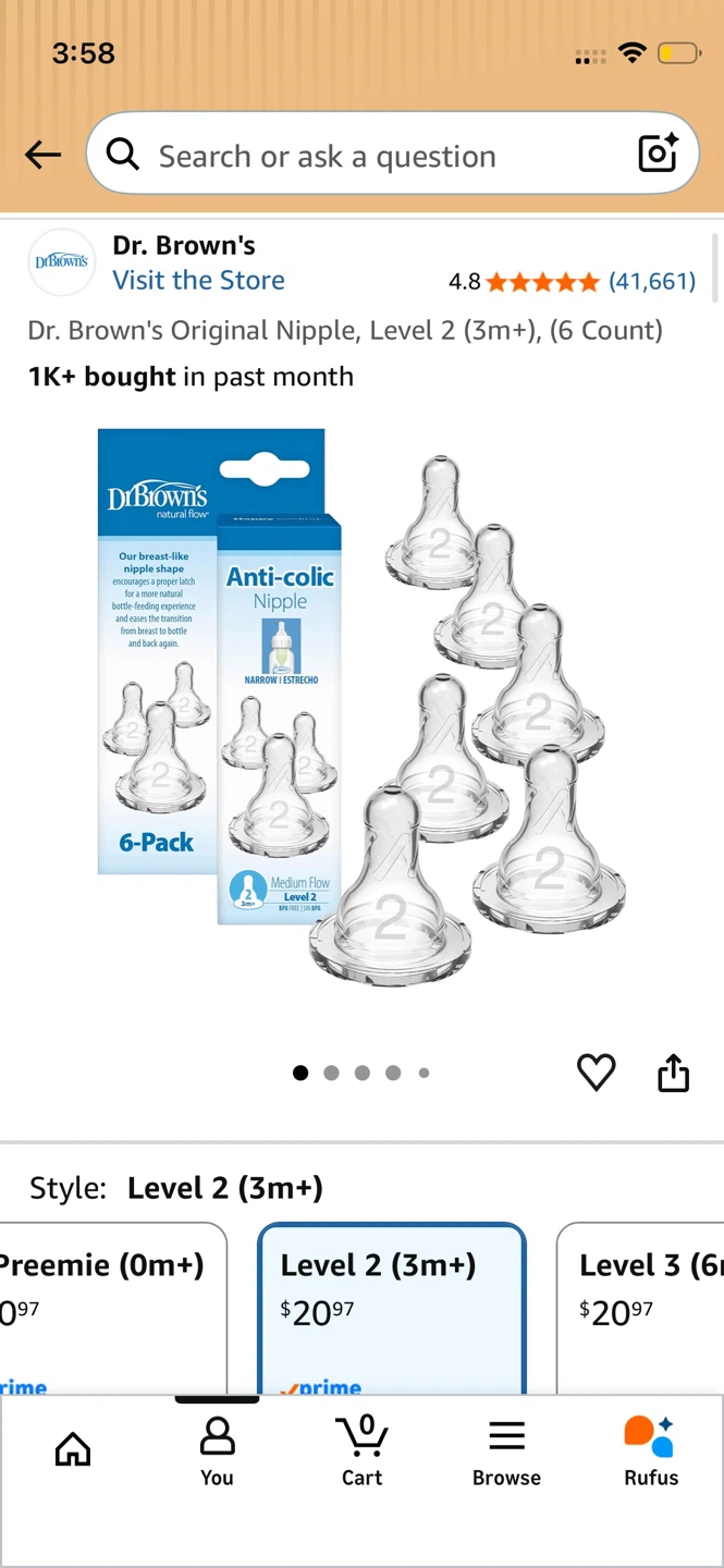 Dr. Brown's Anti-Colic Level 2 Medium Flow Nipples (6-Pack) - photo 2