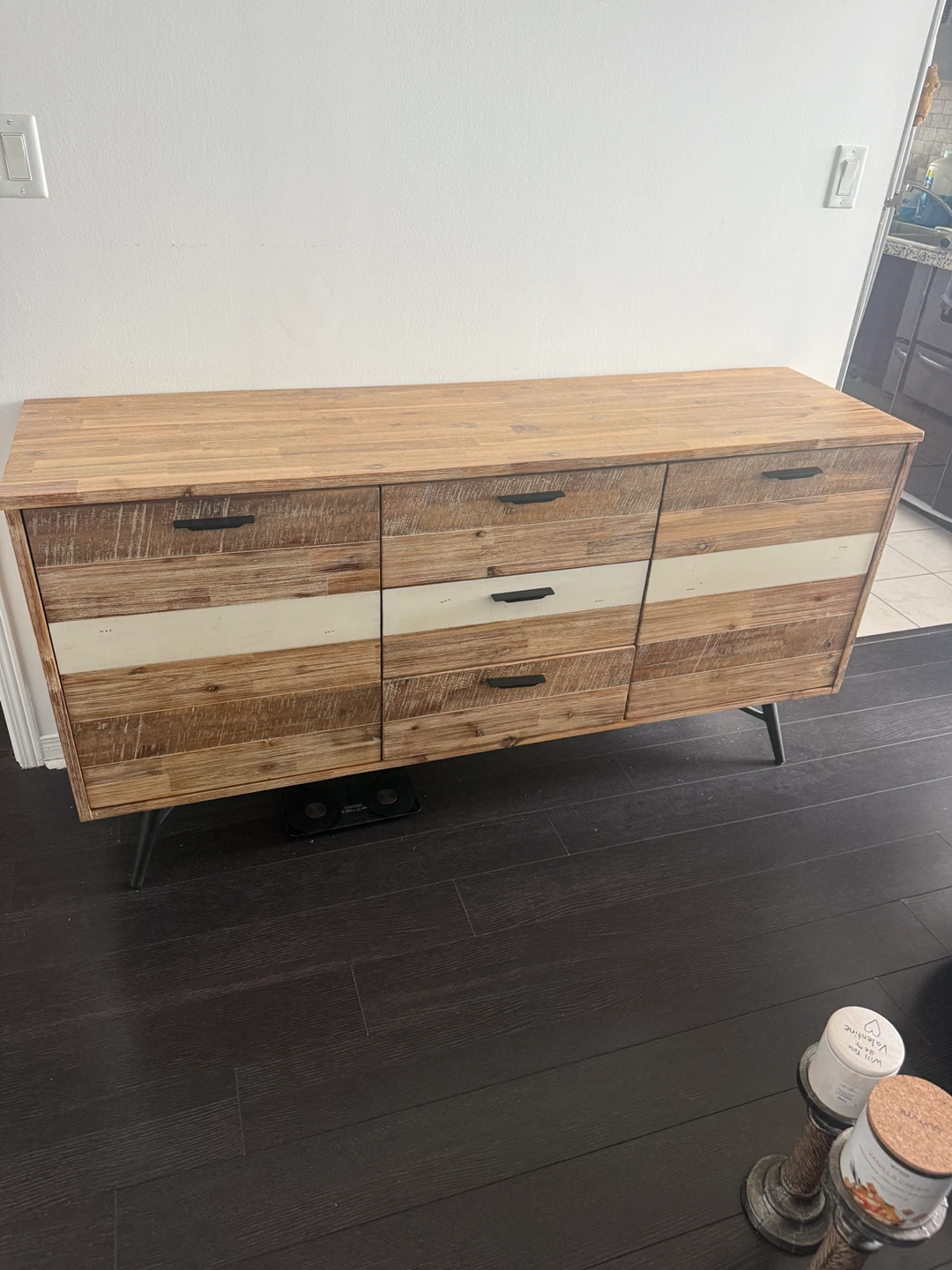 Wooden Sideboard with 3 Drawers and Cabinets