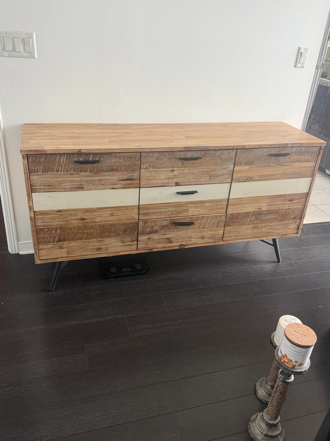 Wooden Sideboard with 3 Drawers and Cabinets - photo 2