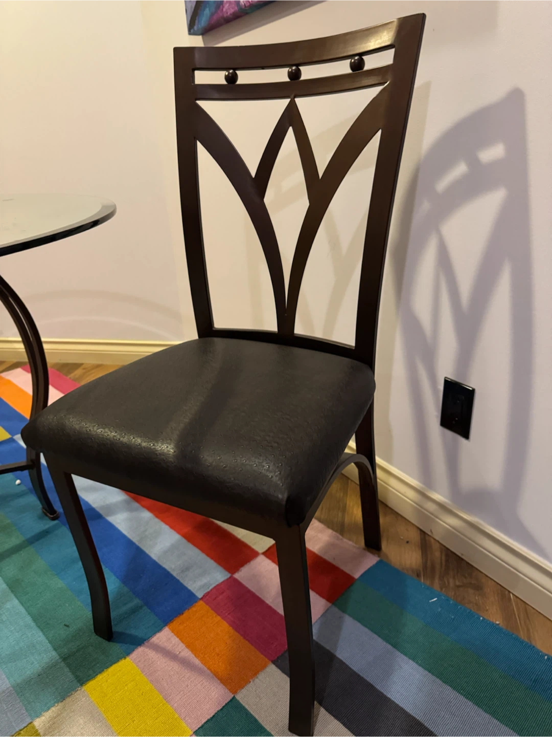 Round,Glass table, with 4 Dark Brown Dining Chair - photo 3