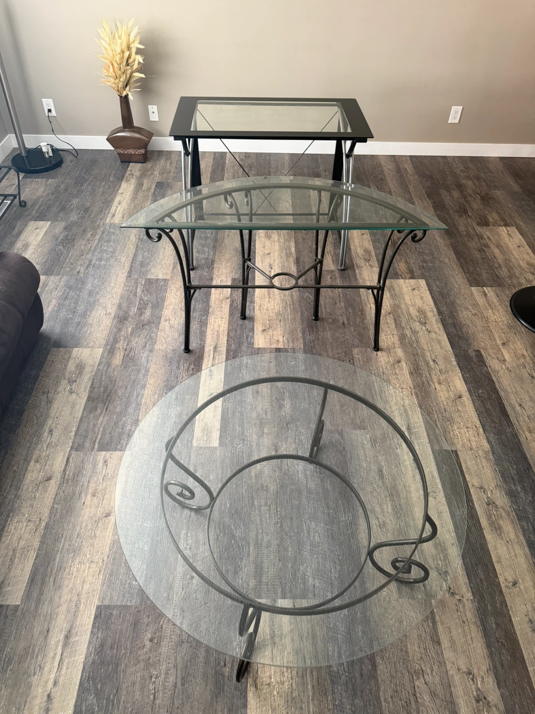 Glass top coffee table, console table and computer desk