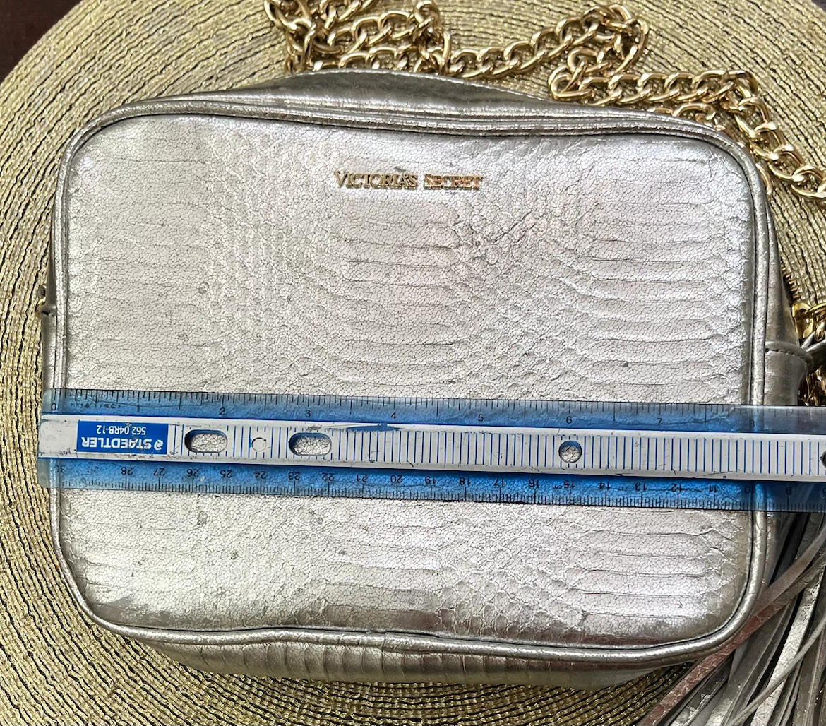 Victoria's Secret Silver Embossed Crossbody Bag with Tassel - photo 4