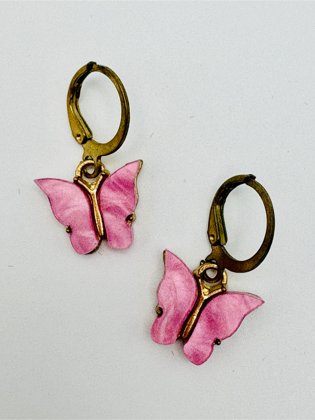 Pink Butterfly Dangle Earrings