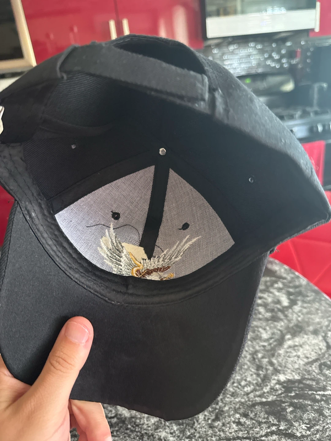 Black Baseball Cap with Eagle and American Flag Embroidery - photo 2