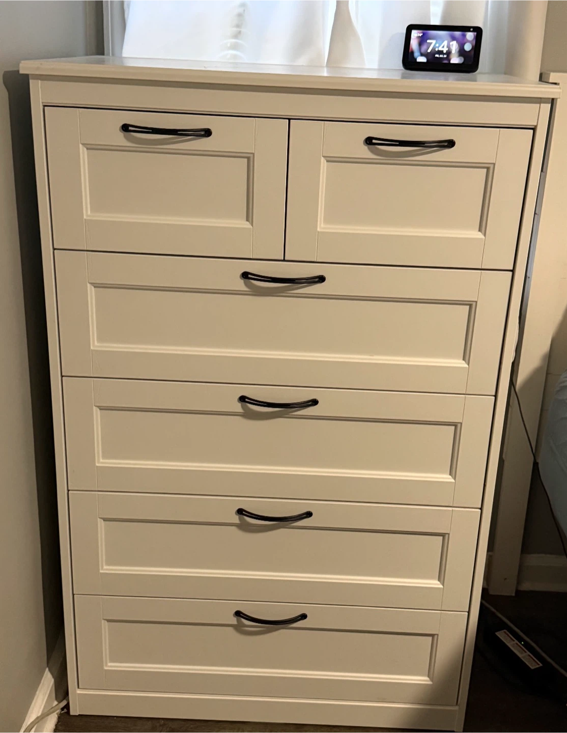 2 IKEA 6- Drawer Chest White with black handles