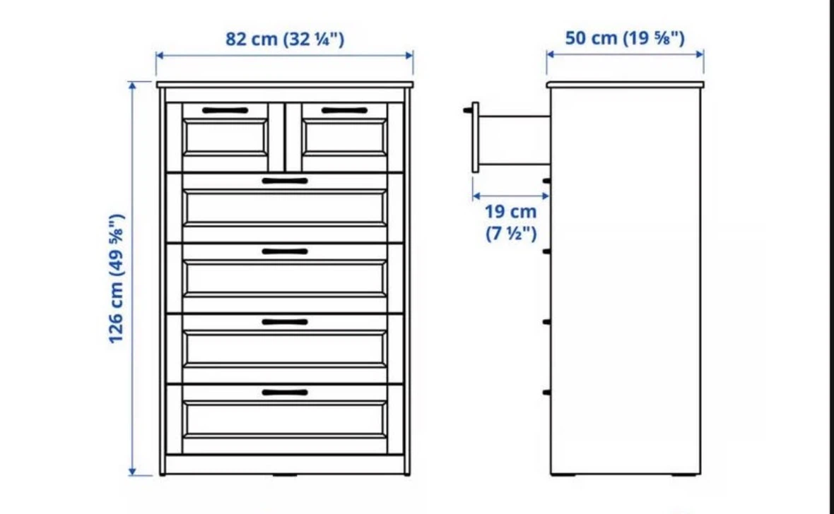 2 IKEA 6- Drawer Chest White with black handles - photo 3