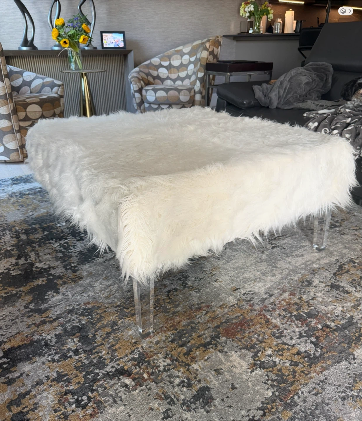 Faux Fur Ottoman Coffee Table