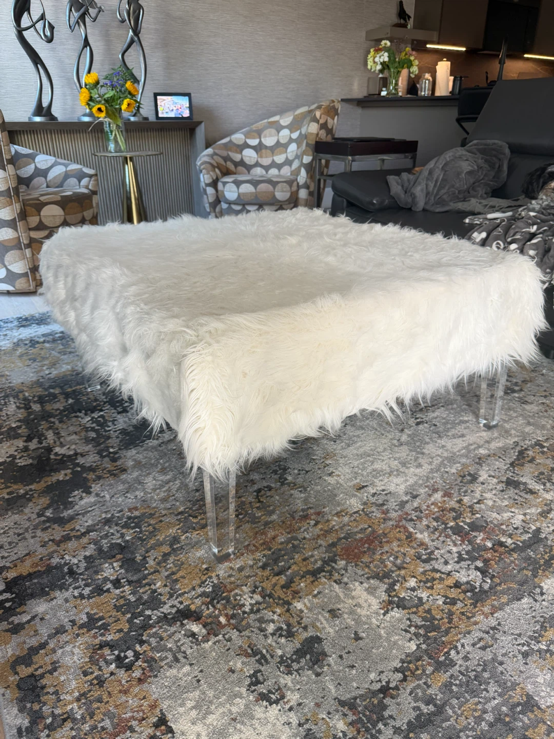 Faux Fur Ottoman Coffee Table - photo 3