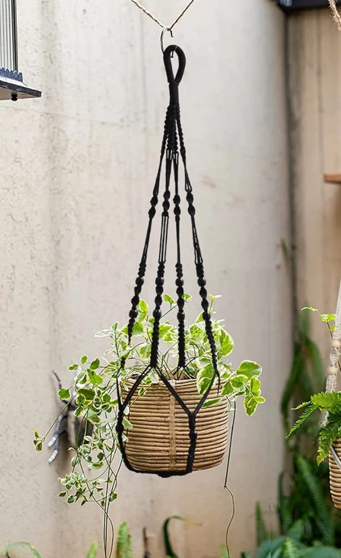 Black Macrame Plant Hanger