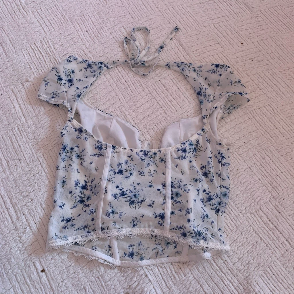 GARAGE XS blue floral corset top - photo 2
