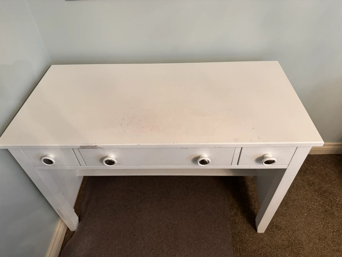White Kids Desk with Drawers
