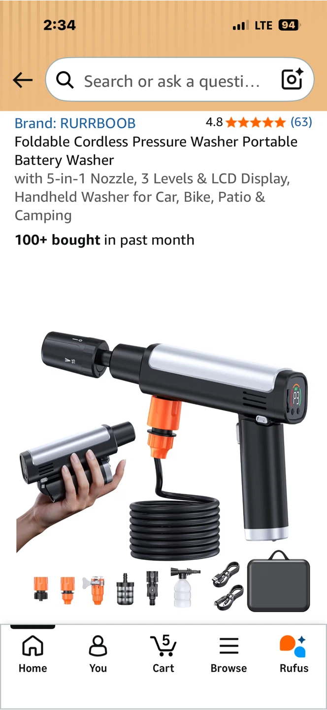 RURRBOOB Foldable Cordless Pressure Washer - photo 2