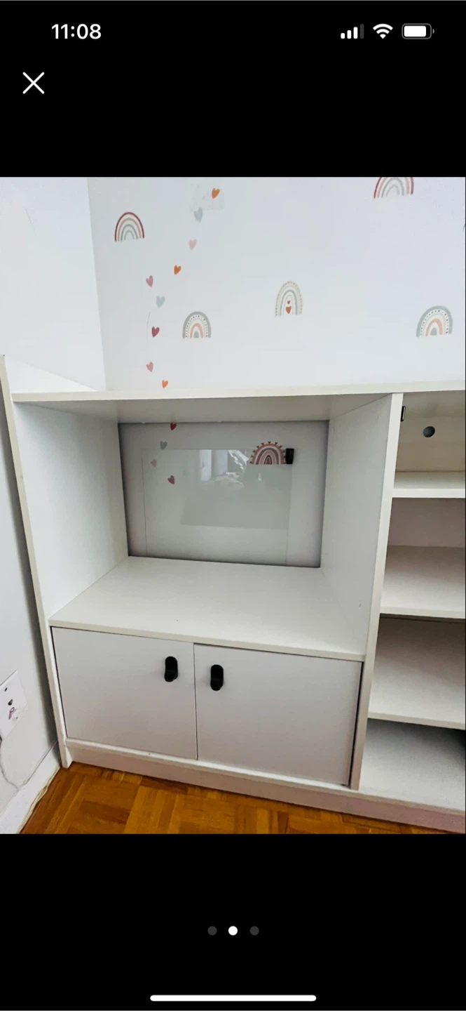 White Storage Unit with Shelves and Cabinet - photo 2