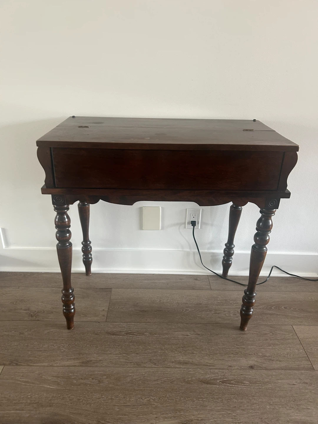 Antique Wood Writing Desk with Storage