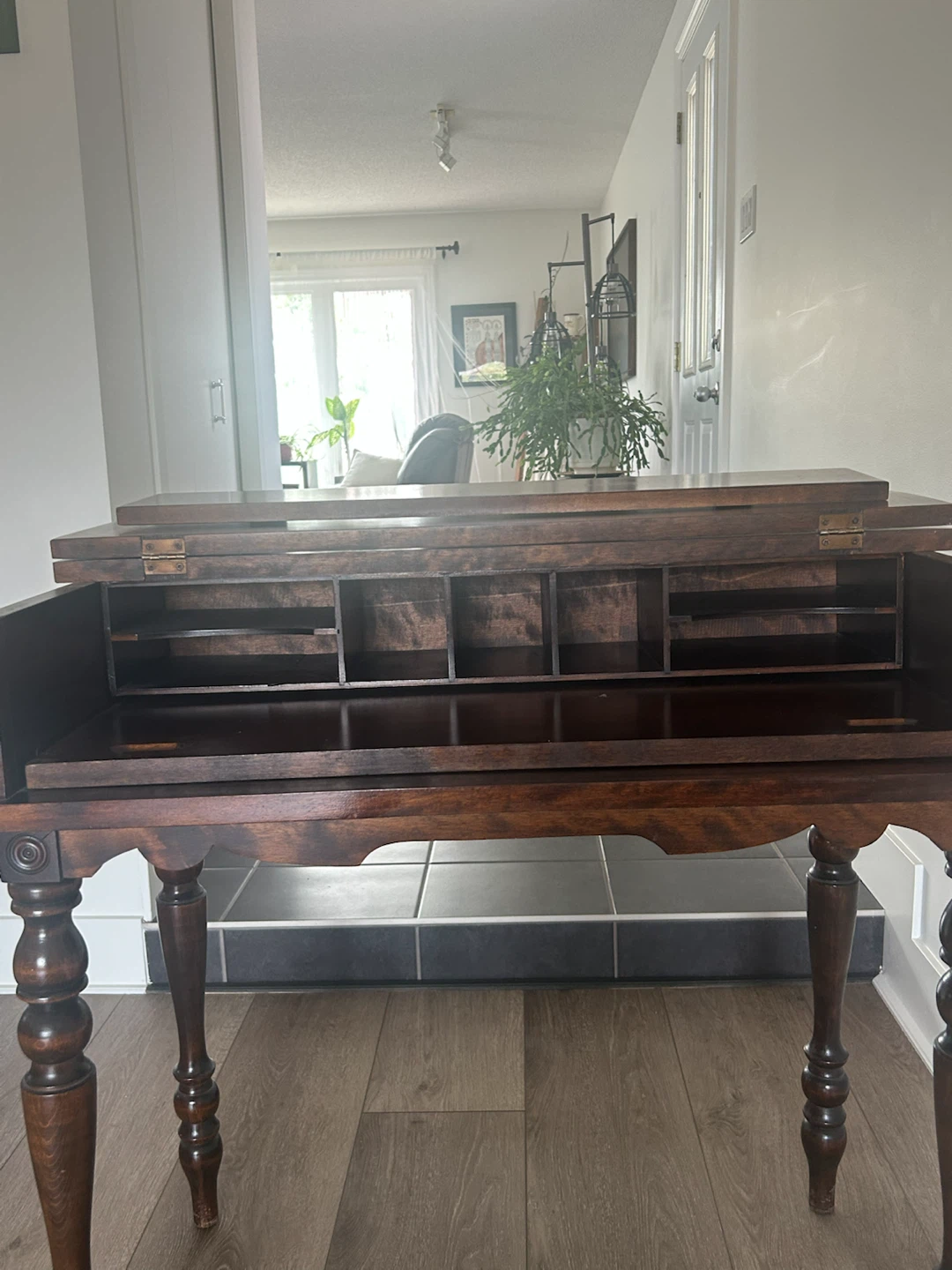 Antique Wood Writing Desk with Storage - photo 2