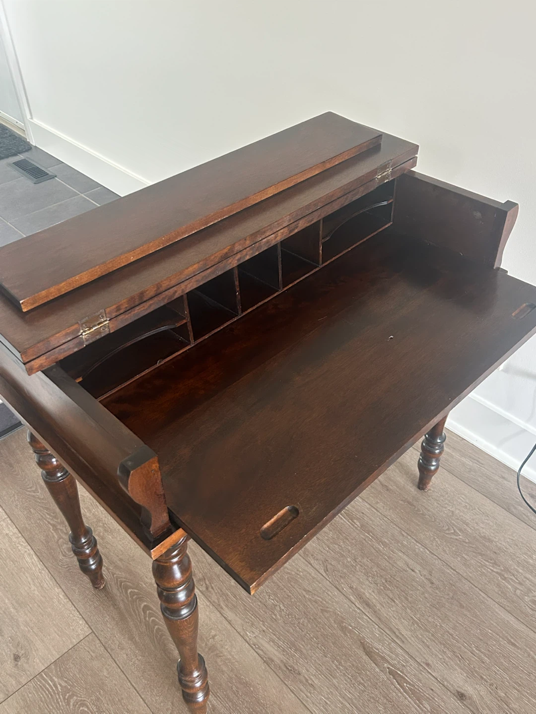 Antique Wood Writing Desk with Storage - photo 3