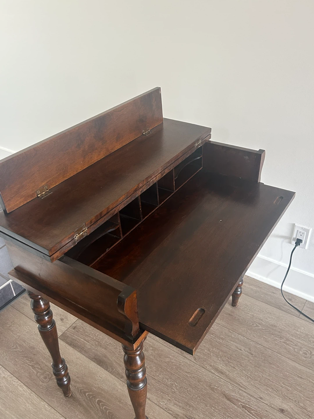 Antique Wood Writing Desk with Storage - photo 4